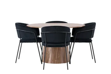 Lanzo Matgrupp 120 cm Rund med 4 Selma Stolar - Natur - Products - Möbler - Bord & matgrupp - Matgrupp