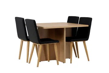 Leo Matgrupp 100 cm Rektangulär med 4 Today stolar - Svart - Products - Möbler - Bord & matgrupp - Matgrupp