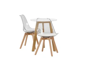 Leonora Matgrupp 65 cm Rund med 2 Edvin stolar - Vit - Products - Möbler - Bord & matgrupp - Matgrupp