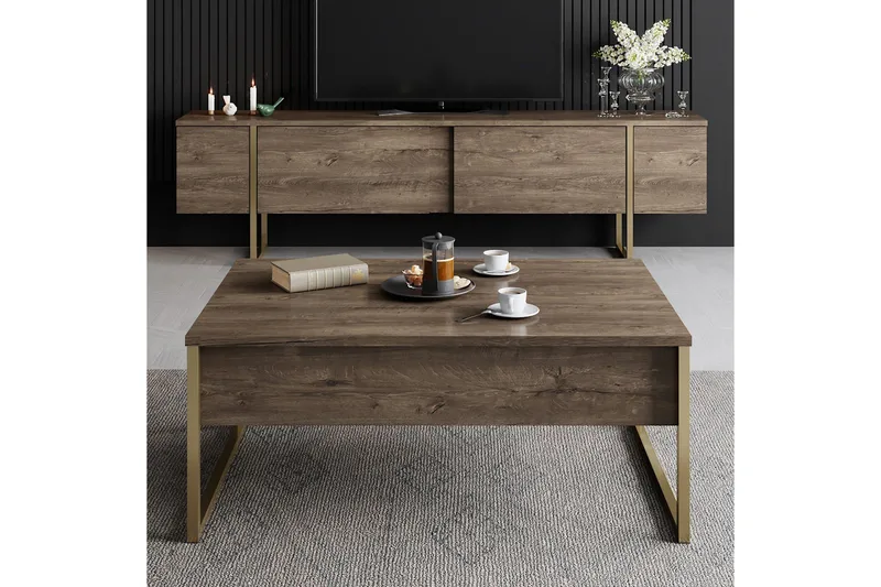 Luxe Soffbord 90x40 cm Brun/Guld - Hanah Home - Products - Möbler - Bord & matgrupp - Soffbord