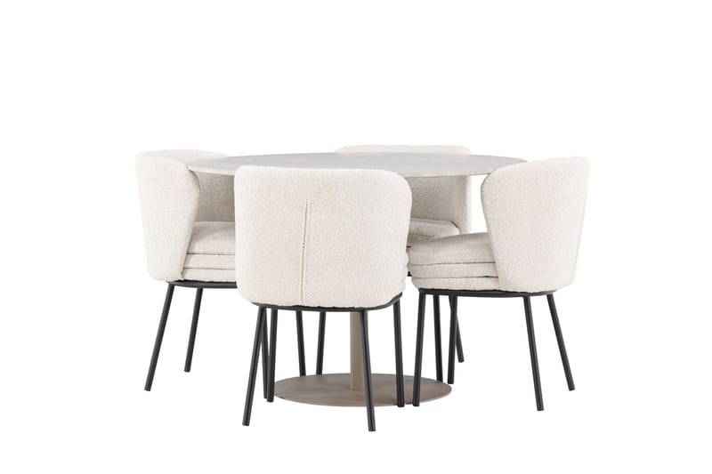 Lycke Matgrupp 110 cm Rund med 4 Agnes stolar - Beige/Vit - Products - Möbler - Bord & matgrupp - Matgrupp