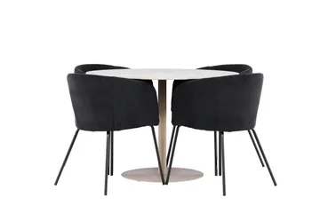 Lycke Matgrupp 110 cm Rund med 4 Berit stolar - Beige/Svart - Products - Möbler - Bord & matgrupp - Matgrupp