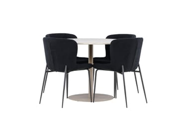 Lycke Matgrupp 110 cm Rund med 4 Modesto stolar - Beige/Svart - Products - Möbler - Bord & matgrupp - Matgrupp