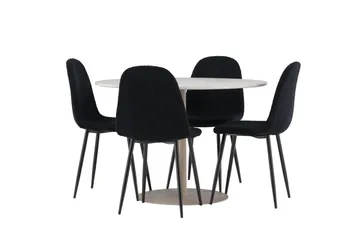 Lycke Matgrupp 110 cm Rund med 4 Polar stolar - Beige/Svart - Products - Möbler - Bord & matgrupp - Matgrupp