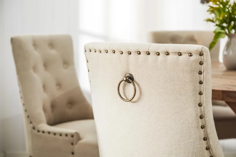 Lyon Matgrupp Ø150 cm Rund med 6 st Viktoria Stolar - Vintage Alm/Beige - Products - Möbler - Bord & matgrupp - Matgrupp