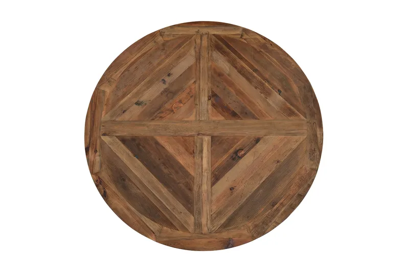 Lyon Matgrupp 150 cm Rund Mörkt trä med 6 Tuva Stolar - Vintage Alm / Brun Pu - Products - Möbler - Bord & matgrupp - Matgrupp