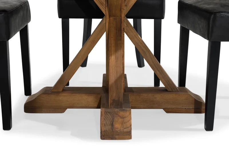 Lyon Matgrupp Rund med 4 st Tuva Fåtölj Konstläder - Trä/Svart PU - Products - Möbler - Bord & matgrupp - Matgrupp