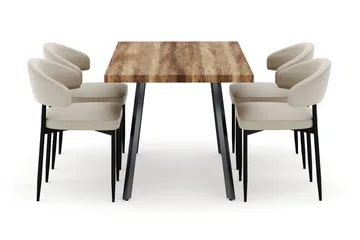 Marcelen Matbord Förlängningsbart med 4 Sawako Stolar - Brun - Products - Möbler - Bord & matgrupp - Matgrupp