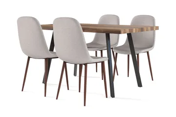 Marcelen Matbord Förlängningsbart med illäggsskiva +  4 st Nibe stol grå med valnöt ben - Brun/Grå - Products - Möbler - Bord & matgrupp - Matgrupp