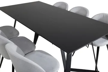 Marina Matgrupp 180 cm Rektangulär med 6 Velvet stolar - Svart - Products - Möbler - Bord & matgrupp - Matgrupp