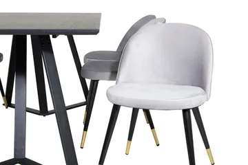 Marina Matgrupp 180 cm Rektangulär med 6 Velvet stolar - Svart - Products - Möbler - Bord & matgrupp - Matgrupp