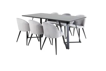 Marina Matgrupp 180 cm Rektangulär med 6 Velvet stolar - Svart - Products - Möbler - Bord & matgrupp - Matgrupp