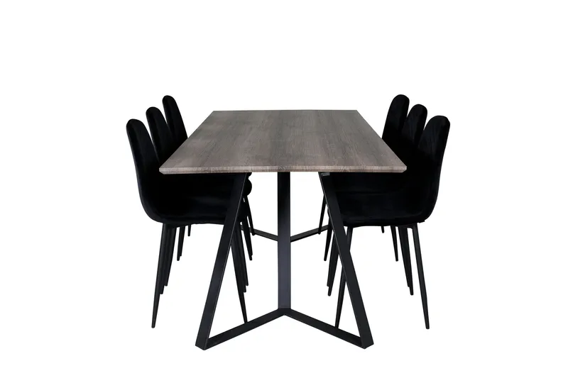 Marina Matgrupp 180 cm Rektangulär med 6 Polar stolar, Svart