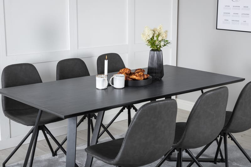 Marina Matgrupp 180 cm Rektangulär med 6 Polar stolar - Svart - Products - Möbler - Bord & matgrupp - Matgrupp