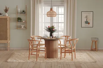 Kopparbo Ljust Runt Matbord 106 cm Förlängningsbart med illäggsskiva - Vitlaserat Ek / Trä - Products - Möbler - Bord & matgrupp - Matbord & köksbord