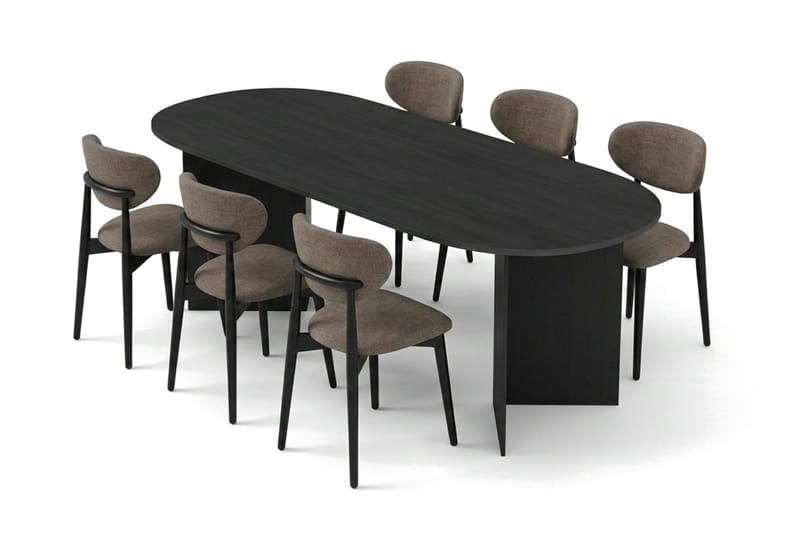 Vera Matgrupp rektangulärt 220 cm Svart med 6 Molly Matstolar - Svart - Products - Möbler - Bord & matgrupp - Matgrupp