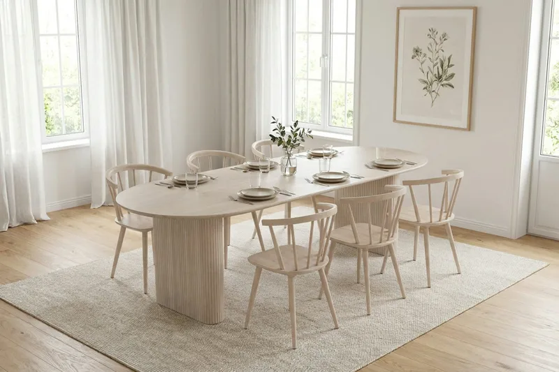 Noira Förlängningsbart Matbord 220/320x100 cm Fanér - Vitlaserad - Products - Möbler - Bord & matgrupp - Matbord & köksbord