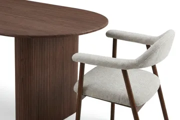 Noira Matgrupp 220 cm rektangulärt i Valnöt med 6 Ronja Matstolar - Valnöt - Products - Möbler - Bord & matgrupp - Matgrupp