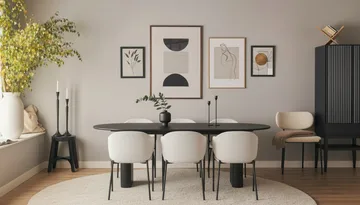 Noira Ovalt Matbord 220 cm med 6 Filip Matstolar - Svart / Vit Bouclé - Products - Möbler - Bord & matgrupp - Matgrupp