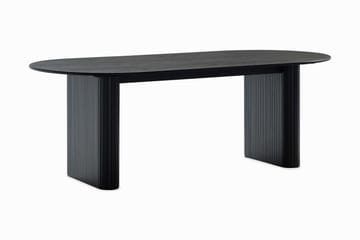 Noira Ovalt Matbord 220 cm Svart +  6 st Nibe stol grå med valnöt ben - Svart/Grå - Products - Möbler - Bord & matgrupp - Matgrupp