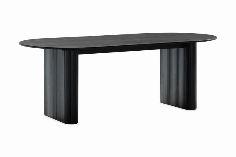 Noira Ovalt Matbord 220 cm Svart +  8 st Nibe stol svart med valnöt ben - Svart - Products - Möbler - Bord & matgrupp - Matgrupp