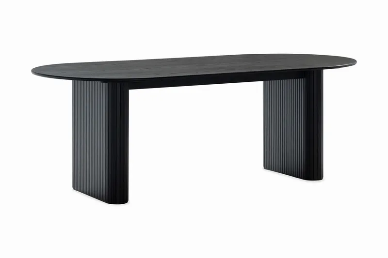 Noira Ovalt Matbord 220 cm Svart +  8 st Nibe stol svart med valnöt ben - Svart - Products - Möbler - Bord & matgrupp - Matgrupp