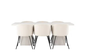 Olga Matgrupp 200 cm Rektangulär med 6 Berit Stolar - Beige - Products - Möbler - Bord & matgrupp - Matgrupp