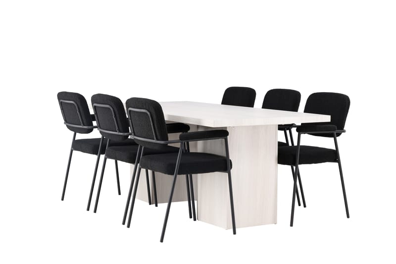 Olga Matgrupp 200 cm Rektangulär med 6 Yesterday Stolar - Svart - Products - Möbler - Bord & matgrupp - Matgrupp