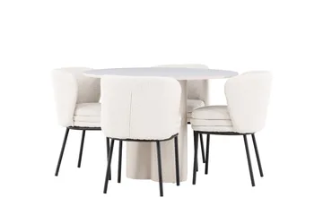 Olivia Matgrupp 110 cm Rund med 4 Agnes stolar - Beige/Vit - Products - Möbler - Bord & matgrupp - Matgrupp