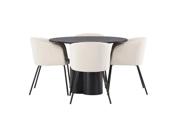 Olivia Matgrupp 110 cm Rund med 4 Berit Stolar - Beige - Products - Möbler - Bord & matgrupp - Matgrupp