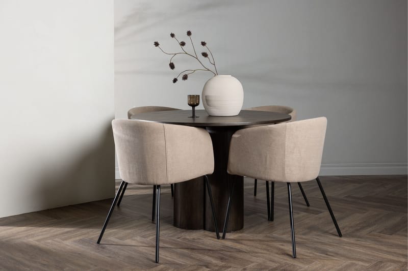 Olivia Matgrupp 110 cm Rund med 4 Berit stolar - Beige - Products - Möbler - Bord & matgrupp - Matgrupp