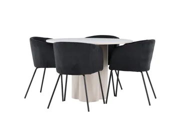 Olivia Matgrupp 110 cm Rund med 4 Berit stolar - Beige/Svart - Products - Möbler - Bord & matgrupp - Matgrupp
