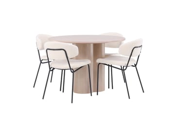 Olivia Matgrupp 110 cm Rund med 4 Chico Stolar - Whitewash - Products - Möbler - Bord & matgrupp - Matgrupp