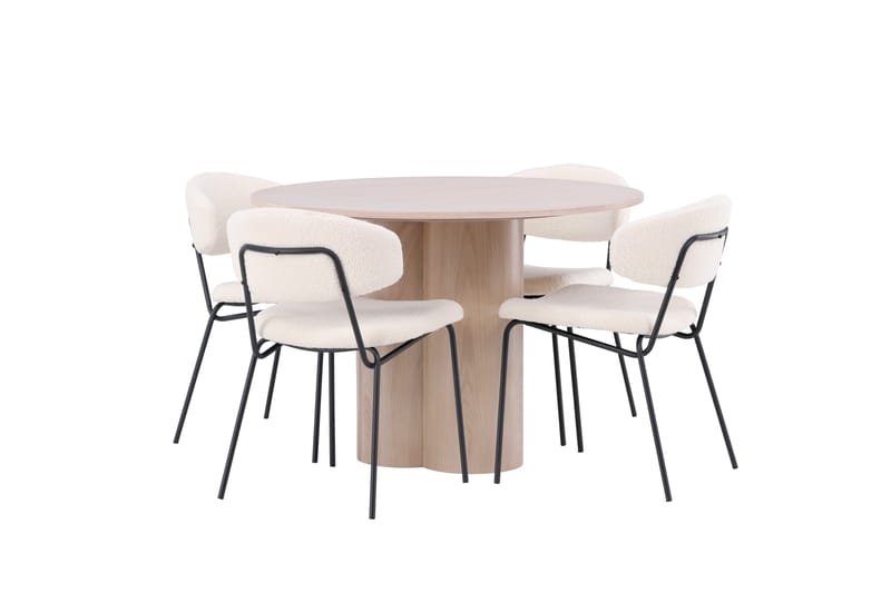Olivia Matgrupp 110 cm Rund med 4 Chico Stolar - Whitewash - Products - Möbler - Bord & matgrupp - Matgrupp