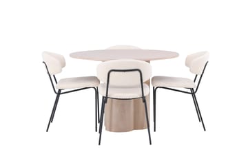 Olivia Matgrupp 110 cm Rund med 4 Chico Stolar - Whitewash - Products - Möbler - Bord & matgrupp - Matgrupp