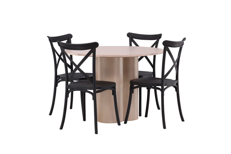 Olivia Matgrupp 110 cm Rund med 4 Crosett stolar - Whitewash - Products - Möbler - Bord & matgrupp - Matgrupp