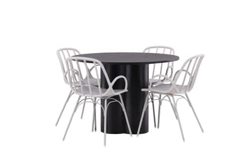 Olivia Matgrupp 110 cm Rund med 4 Dyrön Stolar - Svart - Products - Möbler - Bord & matgrupp - Matgrupp