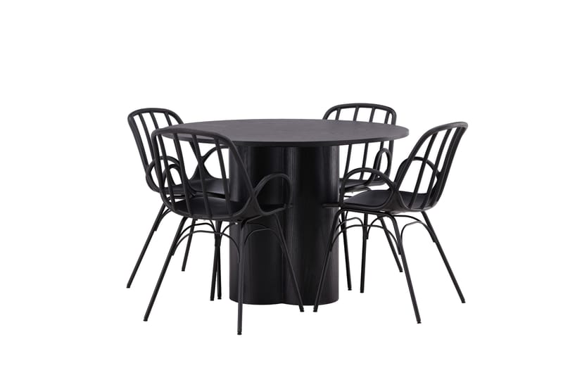 Olivia Matgrupp 110 cm Rund med 4 Dyrön Stolar - Svart - Products - Möbler - Bord & matgrupp - Matgrupp