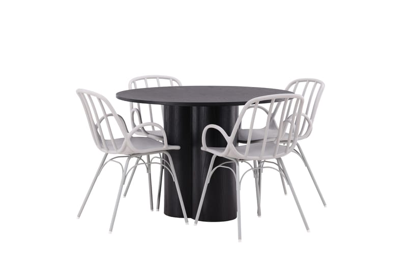 Olivia Matgrupp 110 cm Rund med 4 Dyrön Stolar - Svart - Products - Möbler - Bord & matgrupp - Matgrupp