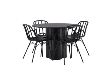 Olivia Matgrupp 110 cm Rund med 4 Dyrön Stolar - Svart - Products - Möbler - Bord & matgrupp - Matgrupp