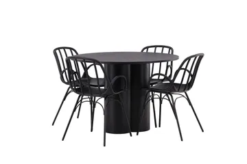 Olivia Matgrupp 110 cm Rund med 4 Dyrön Stolar - Svart - Products - Möbler - Bord & matgrupp - Matgrupp
