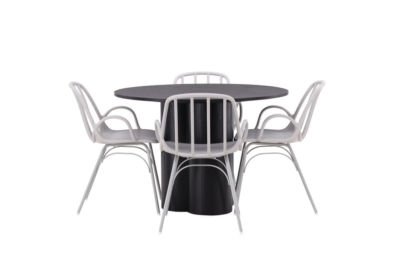 Olivia Matgrupp 110 cm Rund med 4 Dyrön Stolar - Svart - Products - Möbler - Bord & matgrupp - Matgrupp