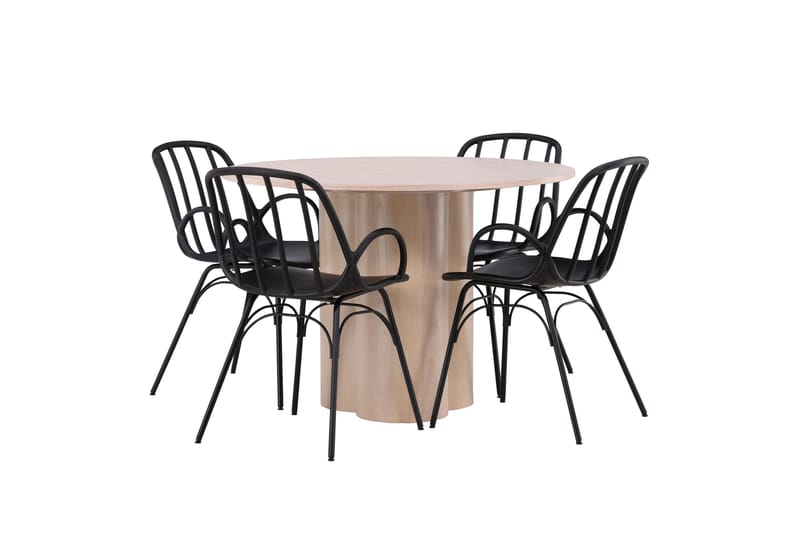 Olivia Matgrupp 110 cm Rund med 4 Dyrön stolar - Whitewash - Products - Möbler - Bord & matgrupp - Matgrupp
