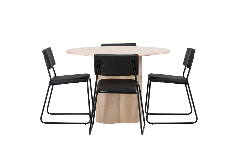 Olivia Matgrupp 110 cm Rund med 4 Kenth Stolar - Svart - Products - Möbler - Bord & matgrupp - Matgrupp