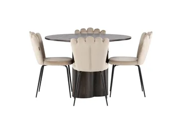 Olivia Matgrupp 110 cm Rund med 4 Limhamn stolar - Beige - Products - Möbler - Bord & matgrupp - Matgrupp