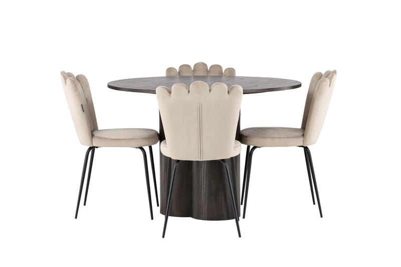 Olivia Matgrupp 110 cm Rund med 4 Limhamn stolar - Beige - Products - Möbler - Bord & matgrupp - Matgrupp