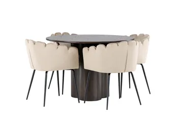 Olivia Matgrupp 110 cm Rund med 4 Limhamn stolar - Beige - Products - Möbler - Bord & matgrupp - Matgrupp