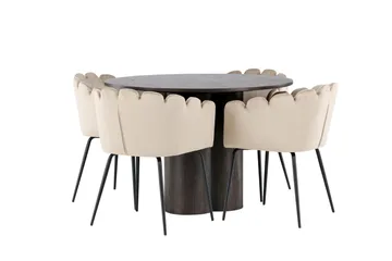 Olivia Matgrupp 110 cm Rund med 4 Limhamn stolar - Beige - Products - Möbler - Bord & matgrupp - Matgrupp