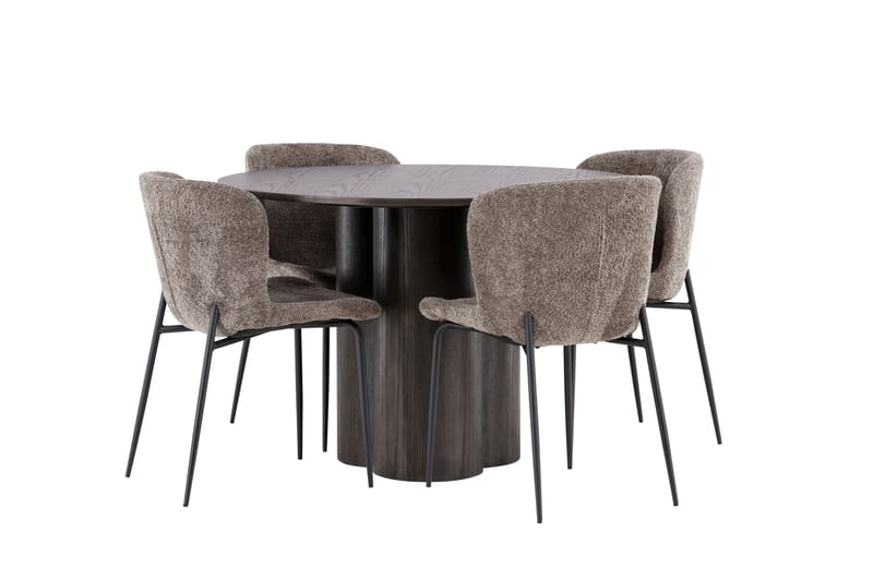 Olivia Matgrupp 110 cm Rund med 4 Modesto stolar - Beige - Products - Möbler - Bord & matgrupp - Matgrupp