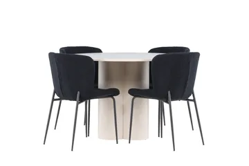 Olivia Matgrupp 110 cm Rund med 4 Modesto stolar - Beige/Svart - Products - Möbler - Bord & matgrupp - Matgrupp